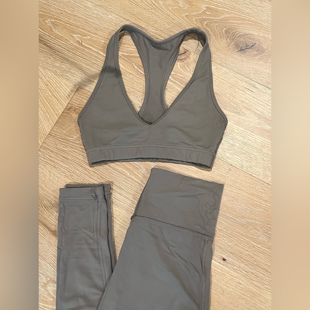 Aritzia TNA Taupe Sports Bra and Leggings Set. Size Small for both.
